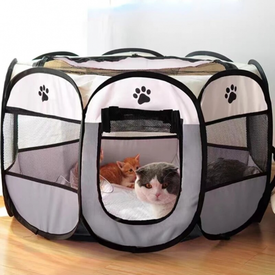 Versatile Portable Pet Tent: Easy-Setup, Foldable Octagonal Kennel for Dogs & Cats with Spacious, Safe Play Area & Anti-Mosquito
