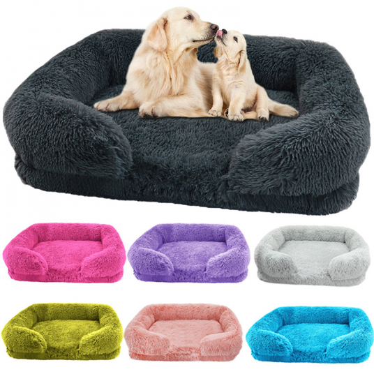 Winter Rectangular Large Dog Beds Washable Plush Fluffy Dog Cat Bed Mat Pet Cushion Big Medium Kennel House camas para perro