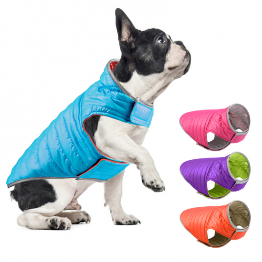 Reversible Small Dog Down Jacket Dual Colors Reflective Winter Dog Clothes For Large Dogs Pet Chihuahua Coat French Bulldog Vest