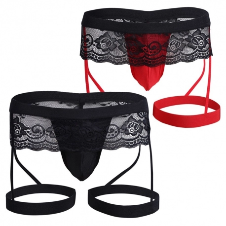 Sissy Underwear Lace Thong Enhance Pouch Bikini Briefs