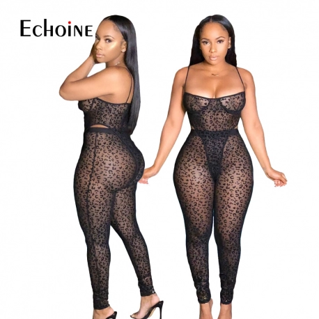 Women Sexy 2 Two Piece Set Club Outfit Mesh