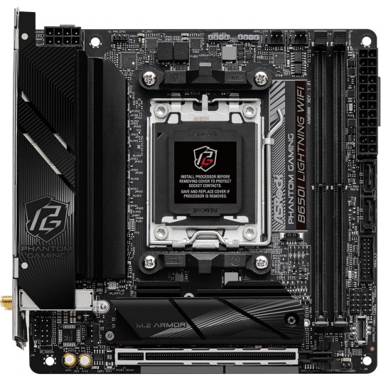 B650I WiFi 6E AMD Socket AM5 Ryzen 9000/8000/7000 Series B650 DDR5 7200+ (OC) MHz 128GB SATA3 6.0 Gb/s Mini ITX Motherboard