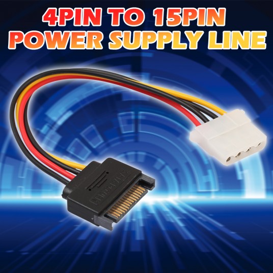 Professional Power Supply Line 15 Pin SATA Male to 4 Pin Molex Female IDE HDD Power Hard Drive Cable Computer Accessories