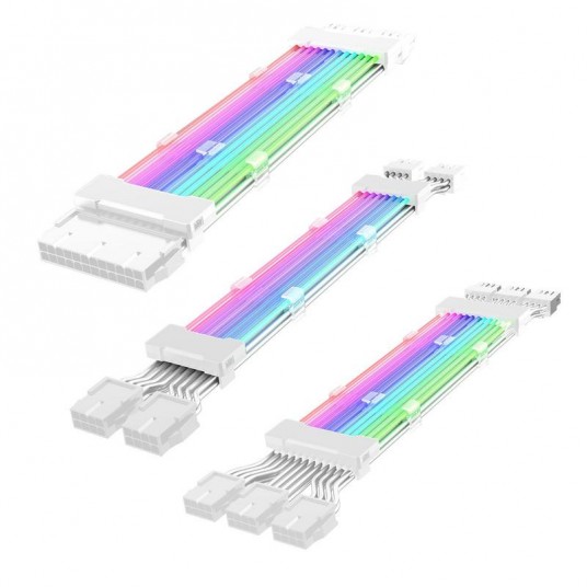 Computer 18AWG ARGB Sync PSU Power Supply Extension Cable Kit ATX 24PIN VGA GPU PCI-E 8PIN RGB Colorful Module Cables