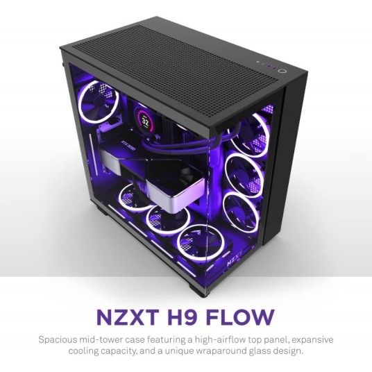 H9 Dual-Chamber ATX Mid-Tower PC Gaming Case – High-Airflow Perforated Top Panel – Tempered Glass Front & Side Panels