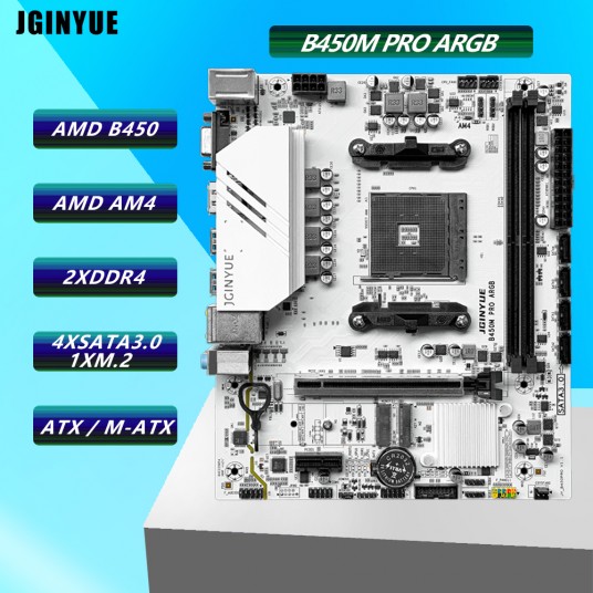 JGINYUE B450M PRO Motherboard AMD Processor Dual-channel DDR4 Memory AM4 Mainboard M.2 NVME (Supports Ryzen 5500 5600 5600G CPU)