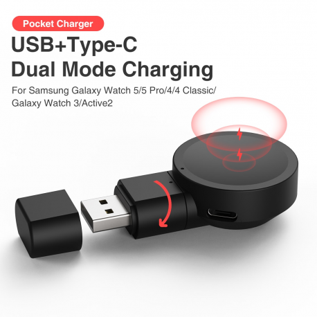 Dock Charger Adapter wireless USB Charging Cable Cord Stand For Samsung Galaxy Watch5 Pro Watch 5 Watch 4  44mm 40mm Classic 4