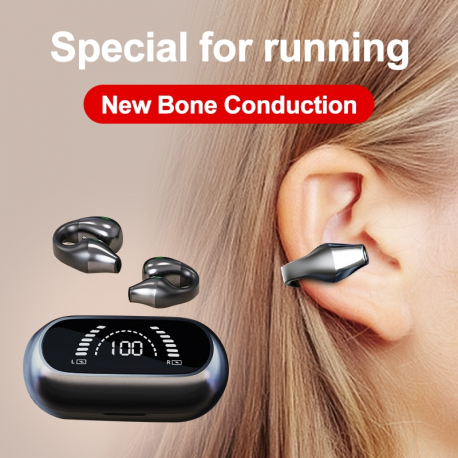 2022 NEW Bone Conduction Earphone Bluetooth 5.2 Ear Clip on Ear Earring Wireless Headphones Sports Headsets Ear Hook with Mic