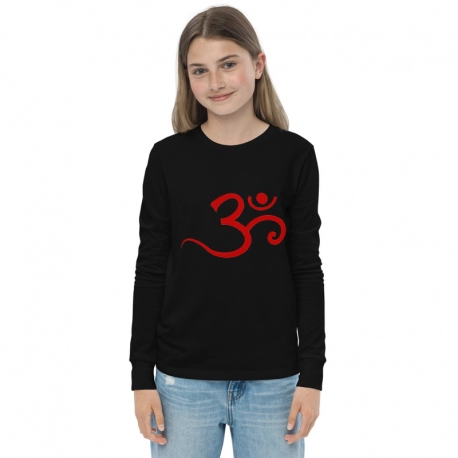 100% Cotton Youth long sleeve tee-Red OM