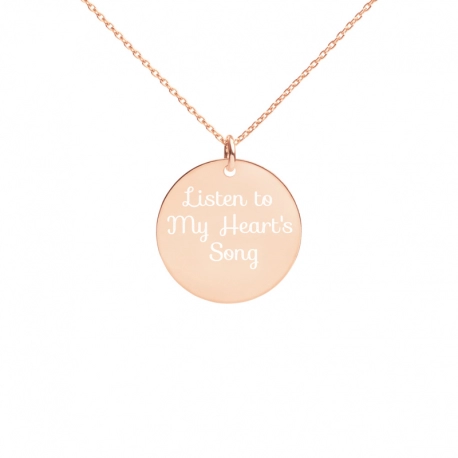 Engraved Silver Disc Necklace-heart song