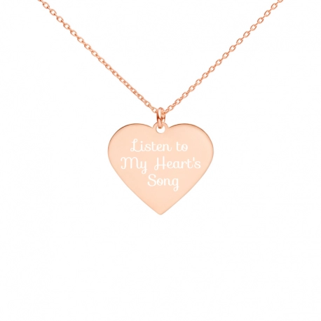 Engraved Silver Heart Necklace-Heart song