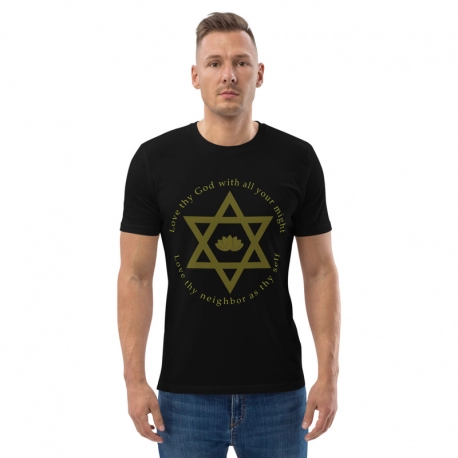 Organic cotton Unisex t-shirt-Star of David-Lotus-gold