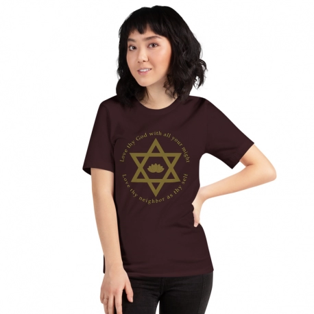 100% Cotton unisex T-Shirt-Star of David-lotus-Gold