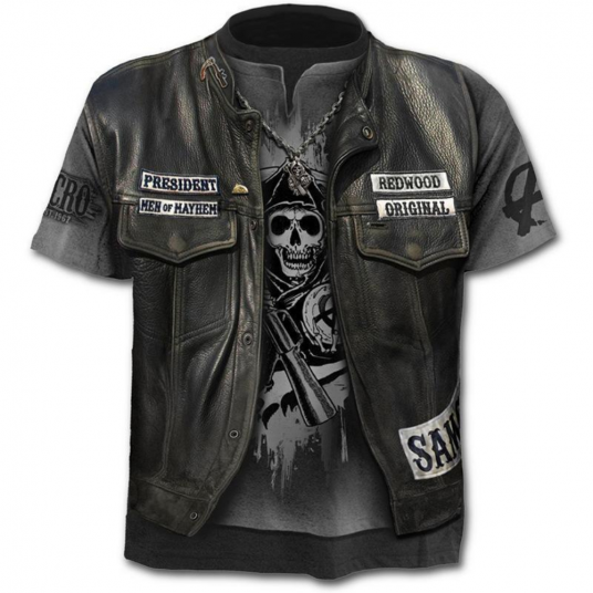 Men's punk motorcycle T-shirt