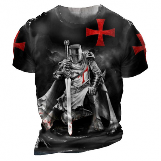 Vintage Men's T-shirts Knights Templar Short Sleeve