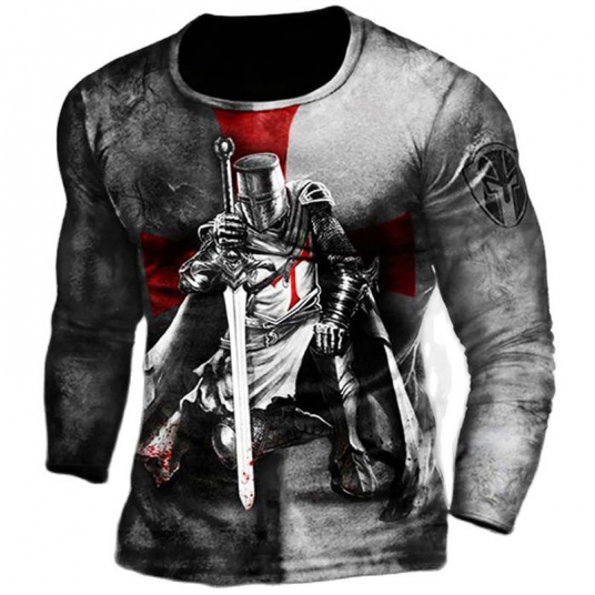 Retro Knights Templar 3D Print Men's T-shirts
