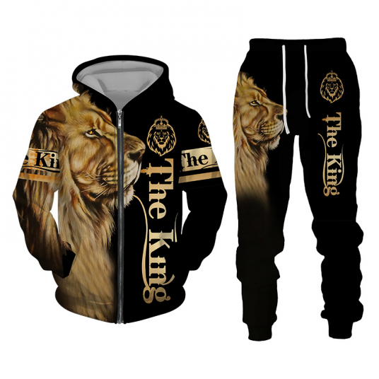 Men's The Lion, Zipper Hoodies, Sweatshirts Pants Set