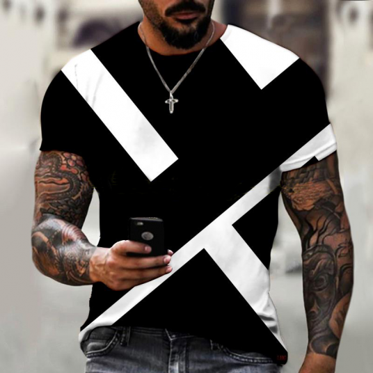 Mens Streetwear O Neck Casual Retro Short Sleeves
