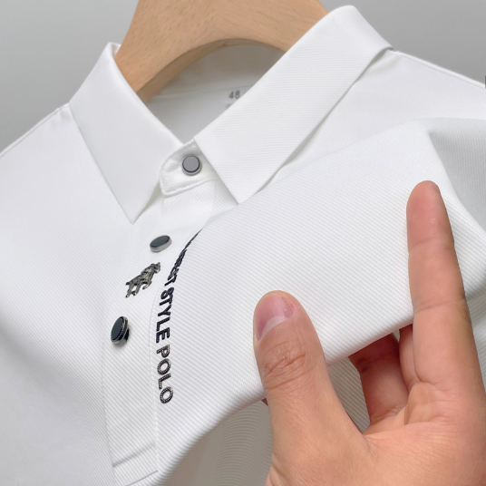 Ice Silk Embroidered Polo Shirt