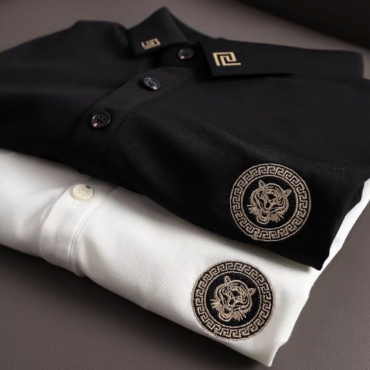 Polo Shirt Men's Slim Fit Short Sleeve Beaded Fabric T-shirt