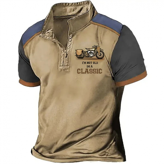 Vintage Short Sleeve Men's Polo Shirts Motocycle