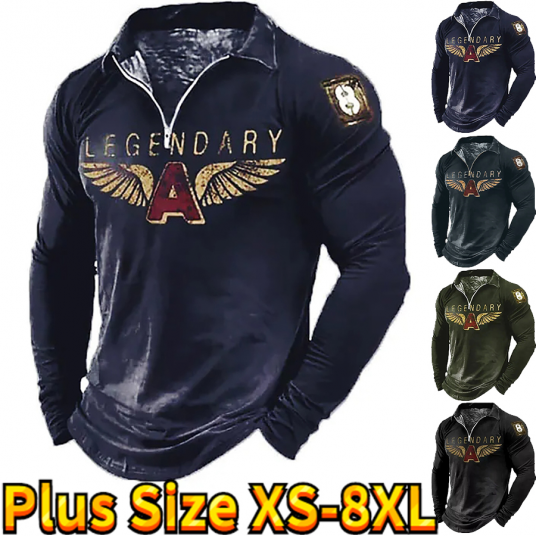 Men's T-shirt Zipper POLO Shirt