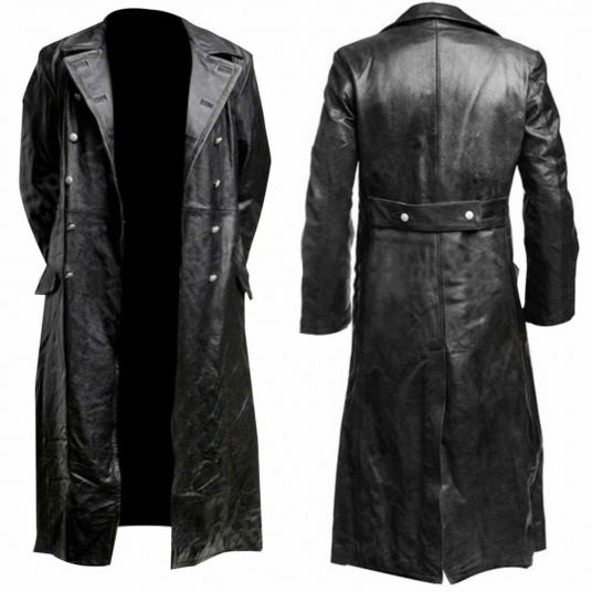 MEN'S GERMAN BLACK REAL LEATHER COAT