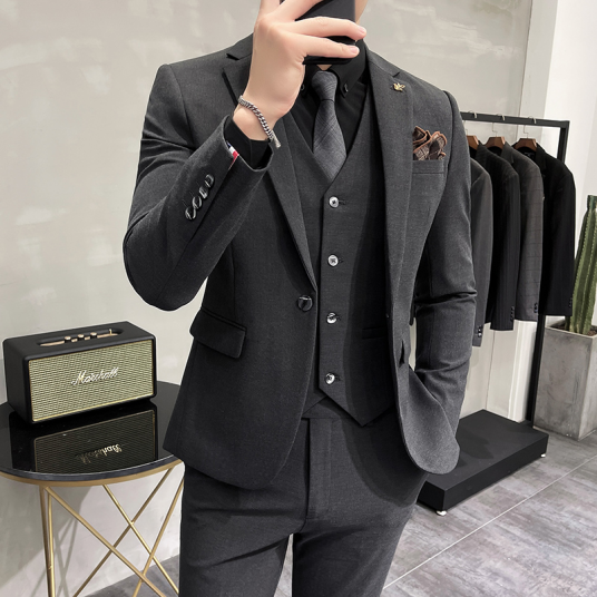 ( Jacket + Vest + Pants ) High-end Mens Casual Business Suit