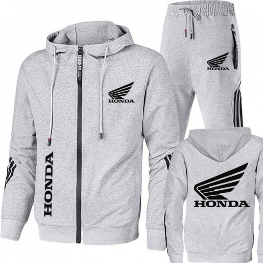 New Tracksuit Honda Print Zip Hoodie Pants Set