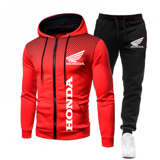 New Sportswear Honda Print Zip Hoodie Pants Set 2-Piece Men's