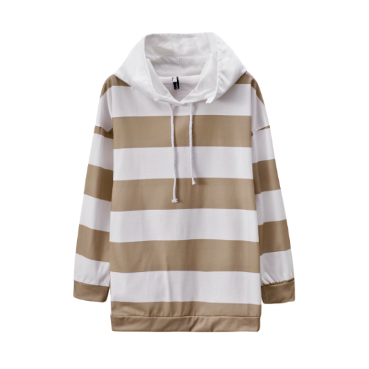 Fashion Trend Long-sleeved Autumn Striped Thin Ladies Hoodie Women's Blouse