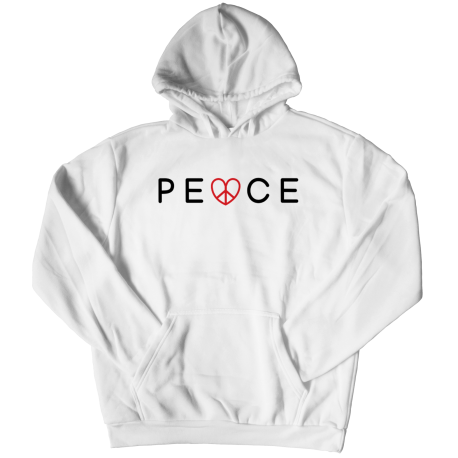 Unisex PEACE Hoodie with front logo (white)