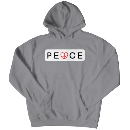 Unisex PEACE Hoodie front logo (gray, black)