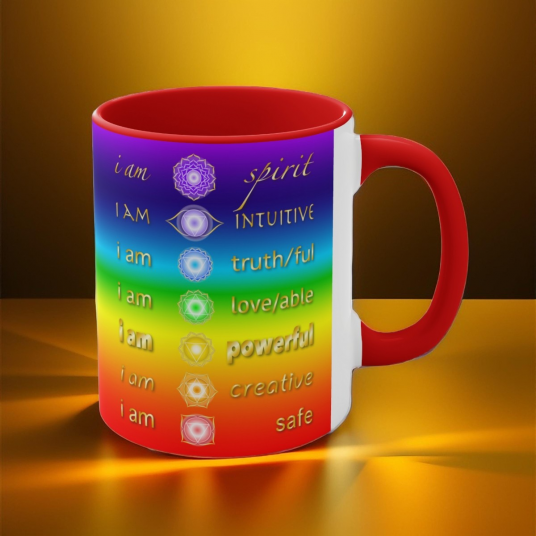 Rainbow Chakra Affirmations - Accent Coffee Mug 11oz