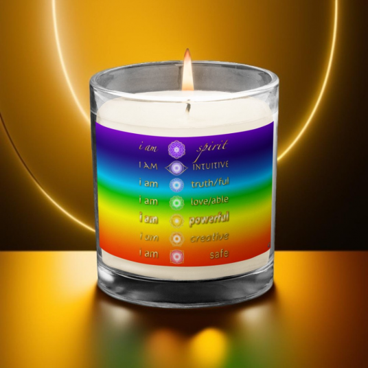Rainbow Chakra Affirmations - Glass Jar Soy Wax Candle