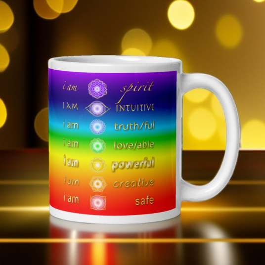 Rainbow Chakra Affirmations - White Glossy Mug