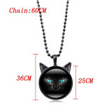 Black Cat Face With Stunning Blue Eyes Necklace