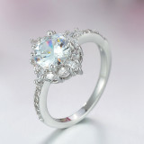 Sparkling luxury Flower ring 3ct AAAAA CZ Zircon 925 Sterling silver jewelry