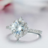 Sparkling luxury Flower ring 3ct AAAAA CZ Zircon 925 Sterling silver jewelry