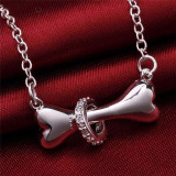 Dog Bone 18" Silver Necklace