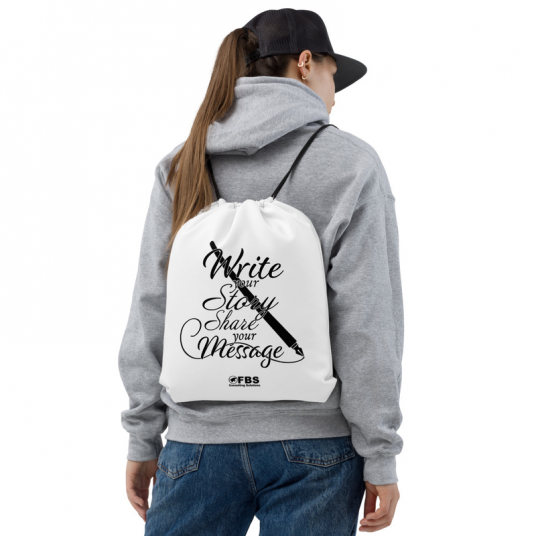 Write Your Story Share your Message Drawstring bag