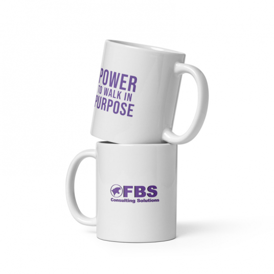 Power to Walk in Purpose White glossy mug