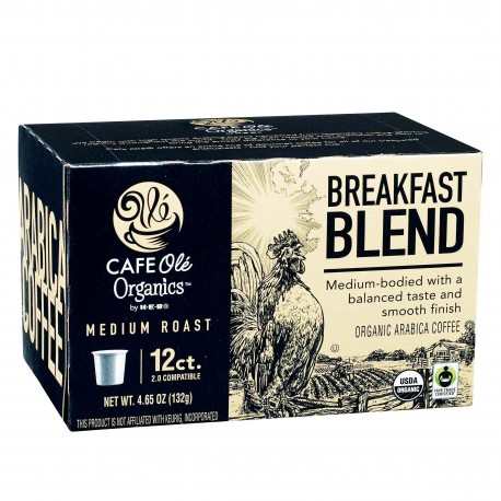 Cafe Ole Organics Breakfast Blend Medium Roast Single Serve Coffee Cups