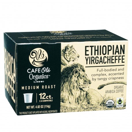 Cafe Ole Organics Ethiopian Yirgacheffe Medium Roast Single Serve Coffee Cups