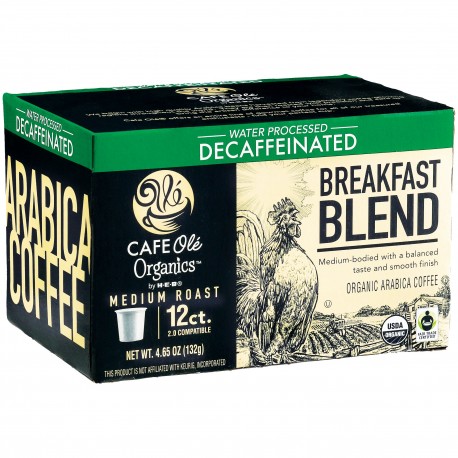 Cafe Ole Organics Breakfast Blend Decaf Medium Roast Single Serve Coffee Cups