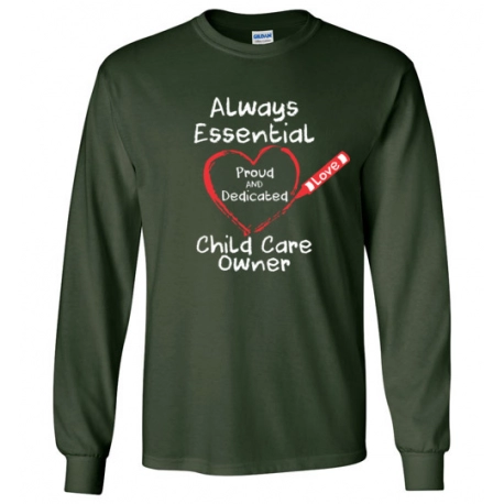 Crayon Heart Big White Font Child Care Owner Long-Sleeved Shirt