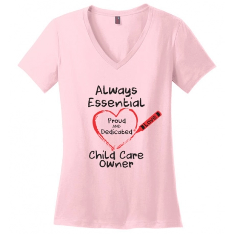Crayon Heart Big Black Font Child Care Owner Women's V-Neck T-Shirt
