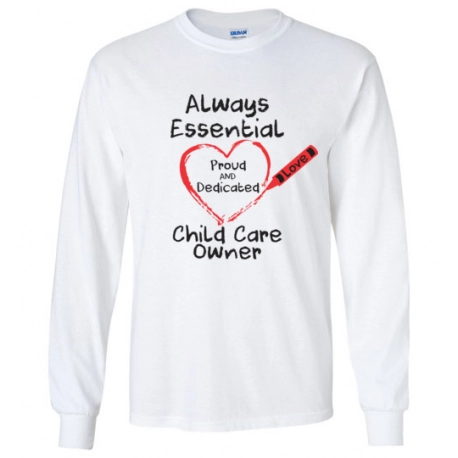 Crayon Heart Big Black Font Child Care Owner Long-Sleeved Shirt