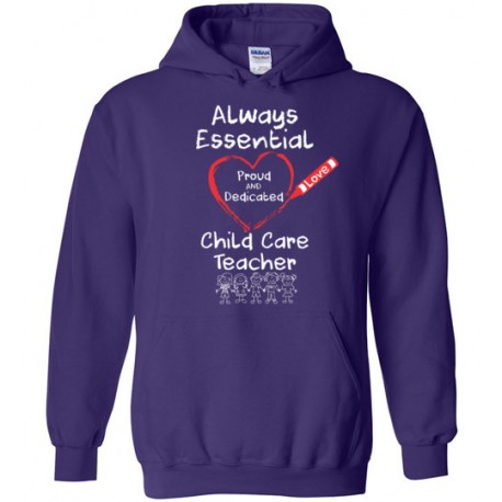 Crayon Heart with Kids Big White Font Child Care Teacher Hoodie