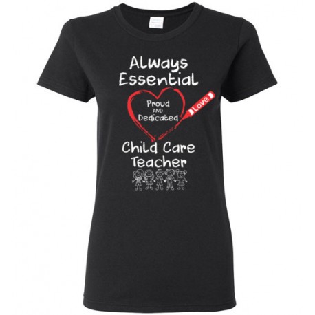 Crayon Heart with Kids Big White Font Child Care Teacher Women's T-Shirt